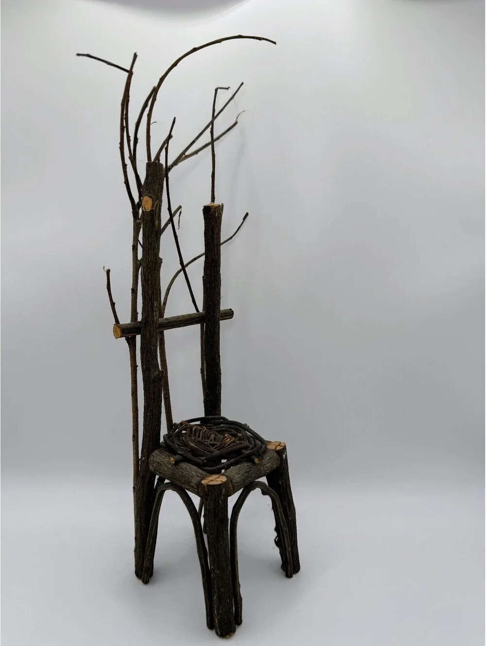 1:6 Scale Rustic Twig Chair Handmade Woodland Fairy Doll Furniture Vine Seat